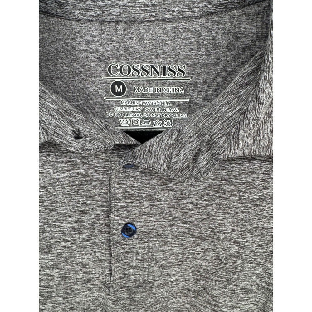 COSSNISS Men's Heathered Gray Short Sleeve Polo Shirt Size‎ Medium - Picture 2 of 3